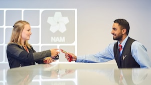 Security officer and a woman