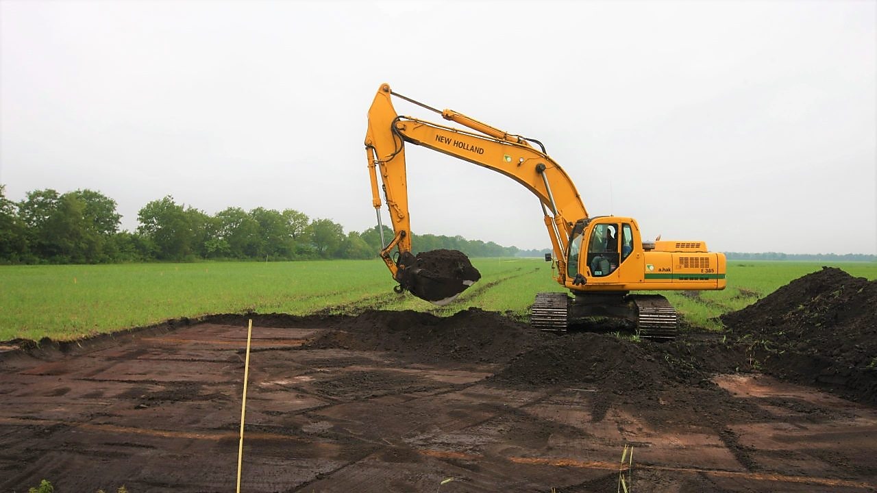 Graafmachine in het weiland