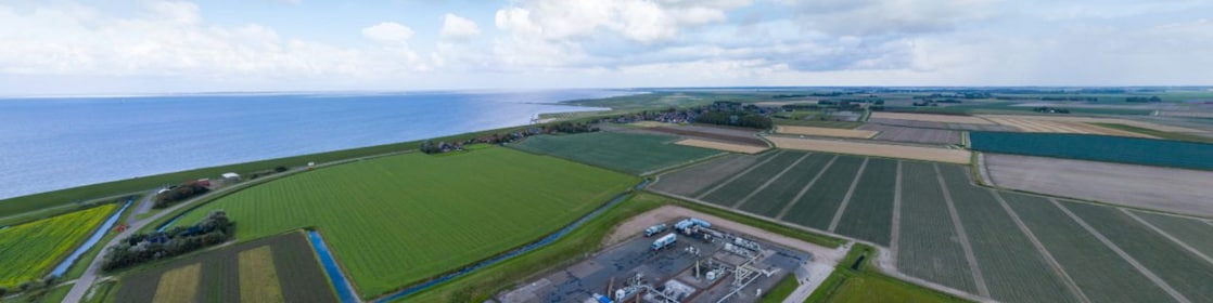 Luchtfoto van waddenzee winningslocatie